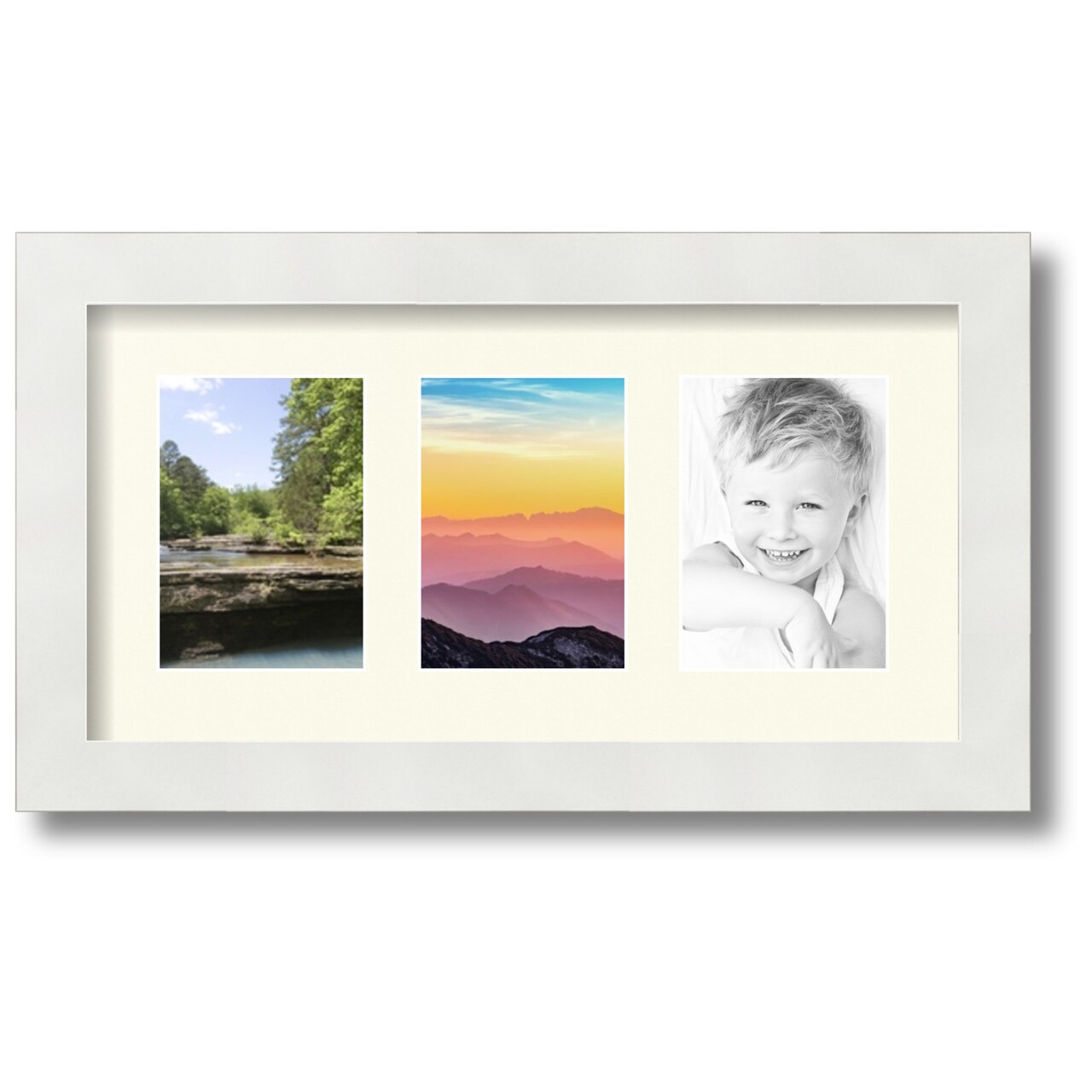 ArtToFrames Collage Photo Picture Frame with 3 - 3.5x5 inch Openings, Framed in White with Over 62 Mat Color Options and Regular Glass (CSM-3966-29)